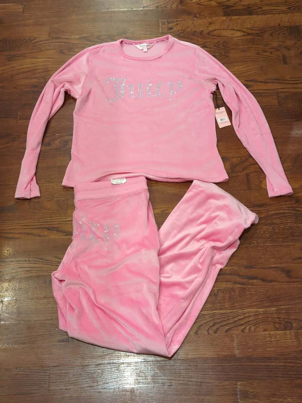 Juicy Couture Pajama Set Size L Moonlite Mauve Velour Rhinestone y2k
